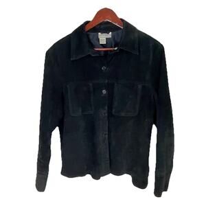 VTG Coldwater Creek Black Suede Leather Jacket Shacket Bohemian Women Large